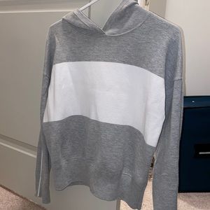 Grey and white thick striped sweatshirt!